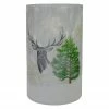 Northlight 10" Deer, Pine And Snowflakes Hand Painted Flameless Glass Christmas Candle Holder