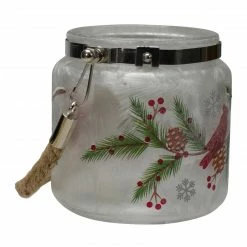 Northlight 4" Hand Painted Christmas Cardinal And Pine Flameless Glass Christmas Candle Holder -Northlight Shop northlight se91535 1 68005.1605147740