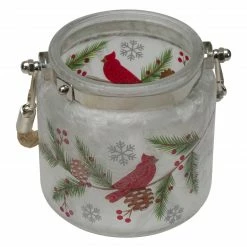 Northlight 4" Hand Painted Christmas Cardinal And Pine Flameless Glass Christmas Candle Holder -Northlight Shop northlight se91535 2 78099.1605147740