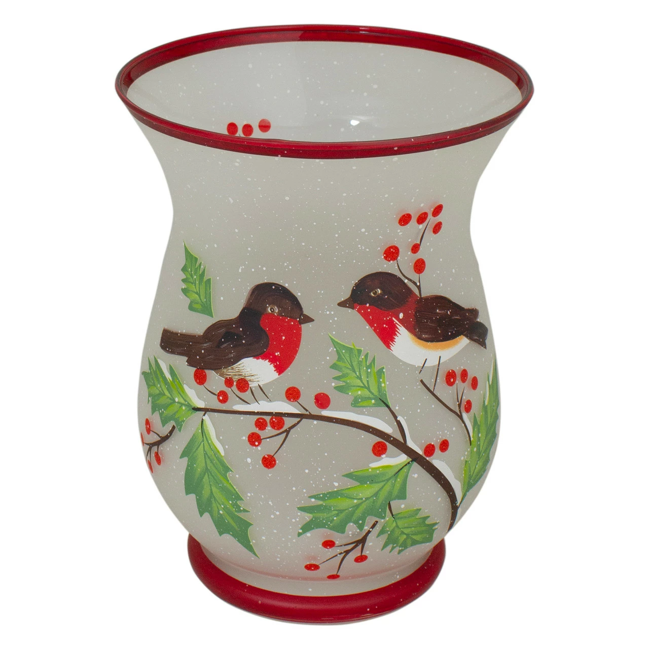 Northlight 8-Inch Hand Painted Finches And Pine Flameless Glass Candle Holder 3 Northlight 8-Inch Hand Painted Finches And Pine Flameless Glass Candle Holder - Image 3