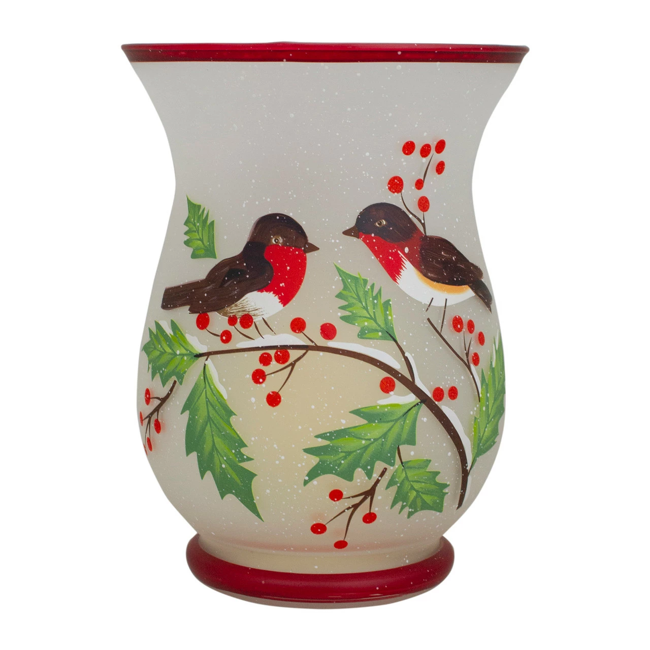 Northlight 8-Inch Hand Painted Finches And Pine Flameless Glass Candle Holder 5 Northlight 8-Inch Hand Painted Finches And Pine Flameless Glass Candle Holder - Image 5