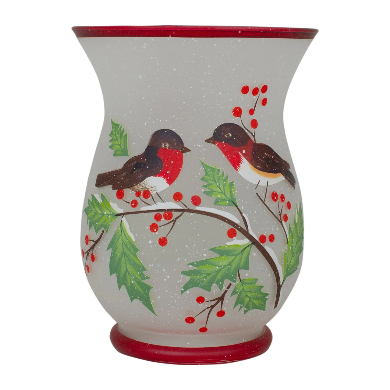Northlight 8-Inch Hand Painted Finches And Pine Flameless Glass Candle Holder 1 Northlight 8-Inch Hand Painted Finches And Pine Flameless Glass Candle Holder