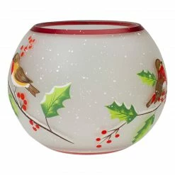 Northlight 5-Inch Hand Painted Finches And Pine Flameless Glass Candle Holder -Northlight Shop northlight se91537 1 47689.1605147743