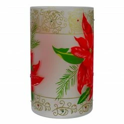 Northlight 10" Hand-Painted Red Poinsettias And Gold Flameless Glass Christmas Candle Holder -Northlight Shop northlight se91538 1 01388.1605147744