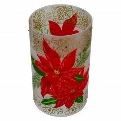 Northlight 10" Hand-Painted Red Poinsettias And Gold Flameless Glass Christmas Candle Holder -Northlight Shop northlight se91538 2 07337.1605147744
