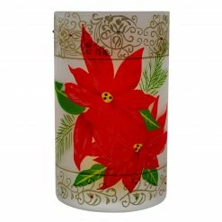 Northlight 10" Hand-Painted Red Poinsettias And Gold Flameless Glass Christmas Candle Holder -Northlight Shop northlight se91538 4 66336.1605147744