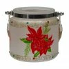 Northlight 4" Hand-Painted Red Poinsettias And Gold Flameless Glass Christmas Candle Holder