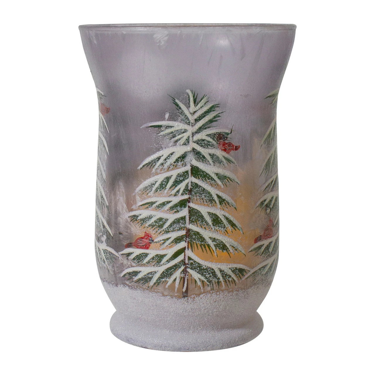 Northlight 8" Hand-Painted Pine And Birds Flameless Glass Christmas Candle Holder 5 Northlight 8" Hand-Painted Pine And Birds Flameless Glass Christmas Candle Holder - Image 5