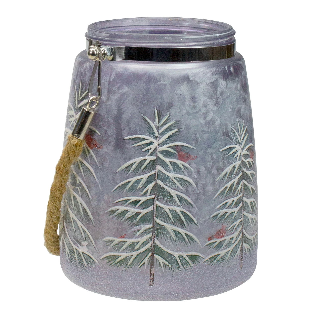 Northlight 6.25" Hand-Painted Pine Trees And Cardinals Flameless Glass Christmas Candle Holder 4 Northlight 6.25" Hand-Painted Pine Trees And Cardinals Flameless Glass Christmas Candle Holder - Image 4