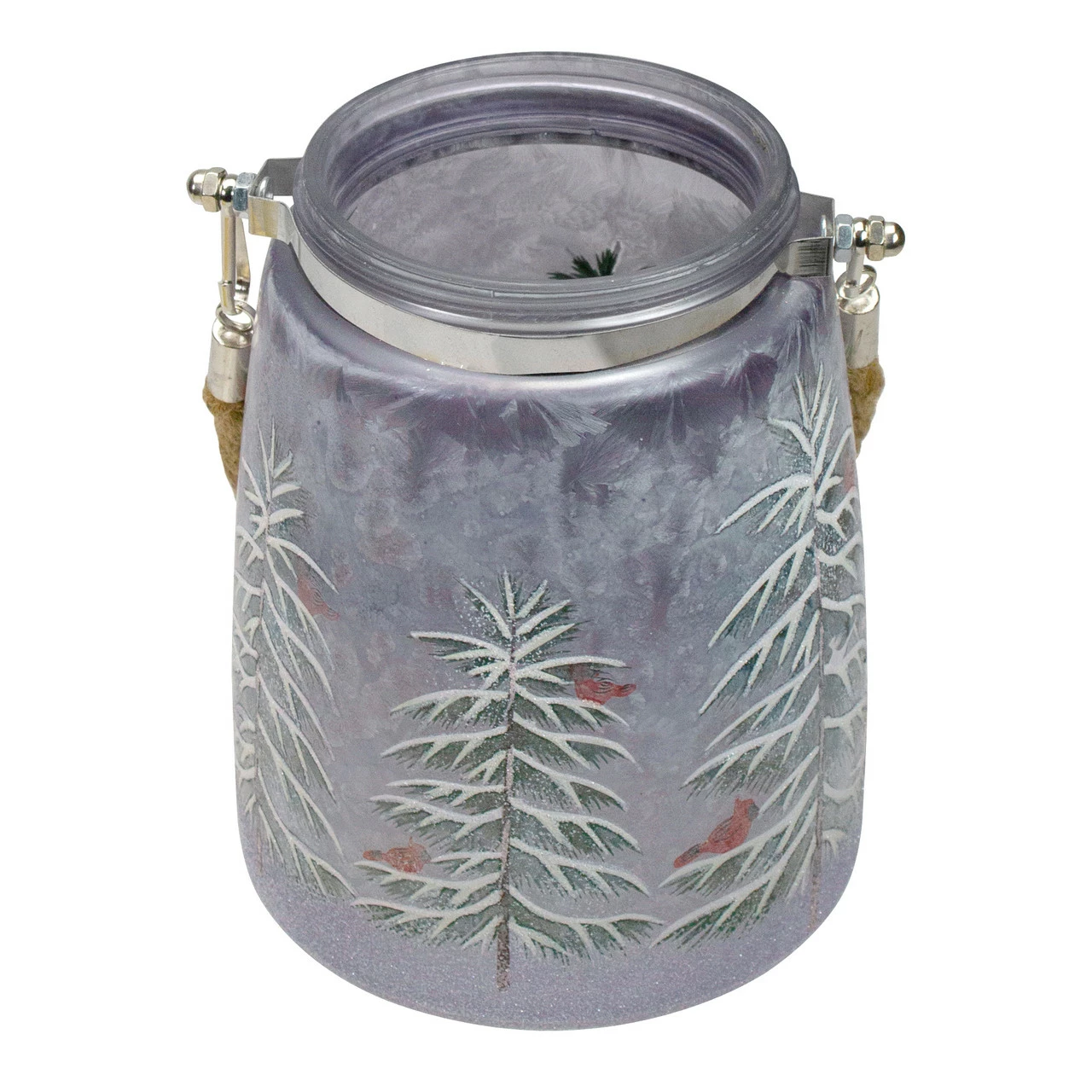 Northlight 6.25" Hand-Painted Pine Trees And Cardinals Flameless Glass Christmas Candle Holder 3 Northlight 6.25" Hand-Painted Pine Trees And Cardinals Flameless Glass Christmas Candle Holder - Image 3