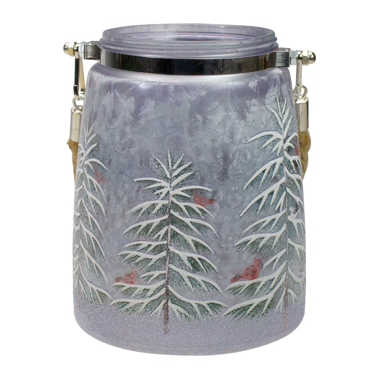 Northlight 6.25" Hand-Painted Pine Trees And Cardinals Flameless Glass Christmas Candle Holder 1 Northlight 6.25" Hand-Painted Pine Trees And Cardinals Flameless Glass Christmas Candle Holder