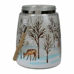 Northlight 6.25" Trees And Fawns Flameless Glass Candle Lantern -Northlight Shop northlight se91542 1 96963.1605147743