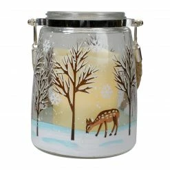 Northlight 6.25" Trees And Fawns Flameless Glass Candle Lantern -Northlight Shop northlight se91542 2 51995.1605147743