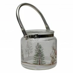 Northlight 4" Hand-Painted Pine Trees And Deer Flameless Glass Christmas Candle Holder -Northlight Shop northlight se91543 2 24688.1664638981