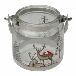 Northlight 4" Hand-Painted Pine Trees And Deer Flameless Glass Christmas Candle Holder -Northlight Shop northlight se91543 5 89831.1664638981