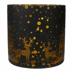 Northlight 6" Black And Gold Deer And Pine Trees Flameless Glass Candle Holder -Northlight Shop northlight se91544 1 80598.1604023640