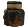 Northlight 8" Gold Deer And Pine Trees Flameless Christmas Glass Candle Lantern