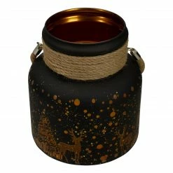 Northlight 8" Gold Deer And Pine Trees Flameless Christmas Glass Candle Lantern -Northlight Shop northlight se91545 2 22711.1604023641