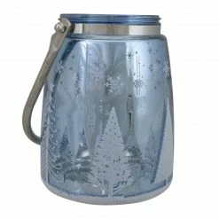 Northlight 6.25" Shiny Blue And Silver Winter Forest And Snowflake Christmas Flameless Candle Lantern -Northlight Shop northlight se91547 1 90219.1605147742