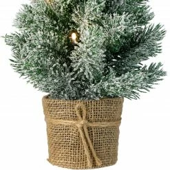 Northlight 17-Inch Mini Artificial Tabletop LED Flocked Christmas Tree With Burlap Base- Clear Lights -Northlight Shop northlight sf89159 2 sample 43542.1602899522