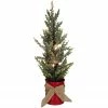 Northlight 16" LED Lighted Red Potted Artificial Tabletop Iced Christmas Tree Decoration - Clear Lights
