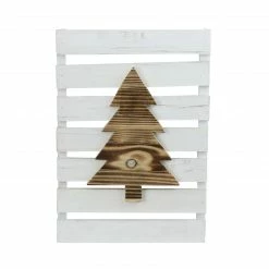 Northlight 15.75" Wood Tree On White Pallet Inspired Frame Christmas Wall Hanging