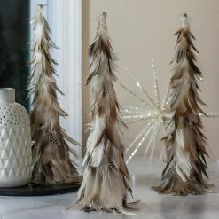 Northlight 15.5" Brown And Gray Feather Layered Cone Tree Christmas Decoration -Northlight Shop northlight sh38653 4 77442.1665610743