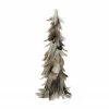 Northlight 15.5" Brown And Gray Feather Layered Cone Tree Christmas Decoration