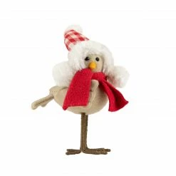 Northlight 8.5" Right Facing Standing Bird With Red Scarf And Plaid Hat Christmas Figure
