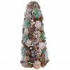 Northlight 16.5" Glittered Green And Brown Pinecone Berry Christmas Tree
