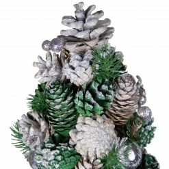 Northlight 18" Green And Silver Pinecone With Ornaments Table Top Cone Christmas Tree Embellished In Glitter -Northlight Shop northlight sh89592 2 sample 22369.1604023642