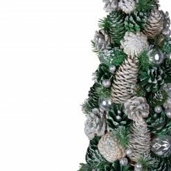 Northlight 18" Green And Silver Pinecone With Ornaments Table Top Cone Christmas Tree Embellished In Glitter -Northlight Shop northlight sh89592 3 sample 09658.1604023642