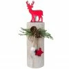 Northlight 8.5" Red Reindeer On Wooden Log Tabletop Christmas Decoration