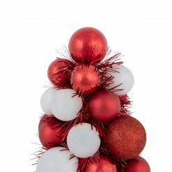 Northlight 15.75" Red And White 3-Finish Shatterproof Ball Christmas Tree With Tinsel -Northlight Shop northlight sm93798 2 15028.1663427374