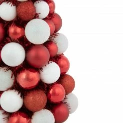 Northlight 15.75" Red And White 3-Finish Shatterproof Ball Christmas Tree With Tinsel -Northlight Shop northlight sm93798 3 41227.1663427375