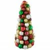 Northlight 15.75" Traditional Colors 3-Finish Shatterproof Ball Christmas Tree With Tinsel
