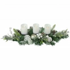 Northlight 32" Green Frosted Pine Triple Candle Holder With Christmas Ornaments And Pinecones -Northlight Shop northlight sm94112 2 66090.1663860839