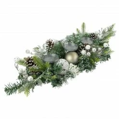 Northlight 32" Green Frosted Pine Triple Candle Holder With Christmas Ornaments And Pinecones -Northlight Shop northlight sm94112 3 14641.1663860839