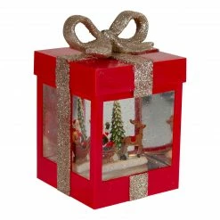 Northlight 7" Lighted Red Gift Box Christmas Snow Globe With Santa And Reindeer -Northlight Shop northlight sr91082 1 75853.1611374210