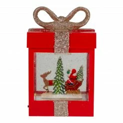 Northlight 7" Lighted Red Gift Box Christmas Snow Globe With Santa And Reindeer -Northlight Shop northlight sr91082 2 81238.1611374210