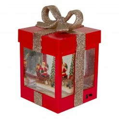 Northlight 7" Lighted Red Gift Box Christmas Snow Globe With Santa And Reindeer -Northlight Shop northlight sr91082 3 64440.1611374210