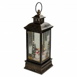 Northlight 11" Black With Brushed Gold LED Snowman Family Christmas Lantern Snow Globe -Northlight Shop northlight sr91084 1 68776.1665433300
