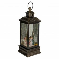 Northlight 11" Black With Brushed Gold LED Snowman Family Christmas Lantern Snow Globe -Northlight Shop northlight sr91084 3 89477.1665433300