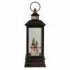 Northlight 11" Black With Brushed Gold LED Snowman Family Christmas Lantern Snow Globe