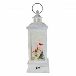Northlight 11" White And Brushed Silver Christmas Cardinals Snow Globe Lantern -Northlight Shop northlight sr91096 2 48060.1618414096