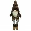 Northlight 34" Brown And Gray Sitting Christmas Gnome With Striped Dangling Legs