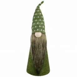 Northlight 14" Green And White Cone Gnome Christmas Tabletop Decor