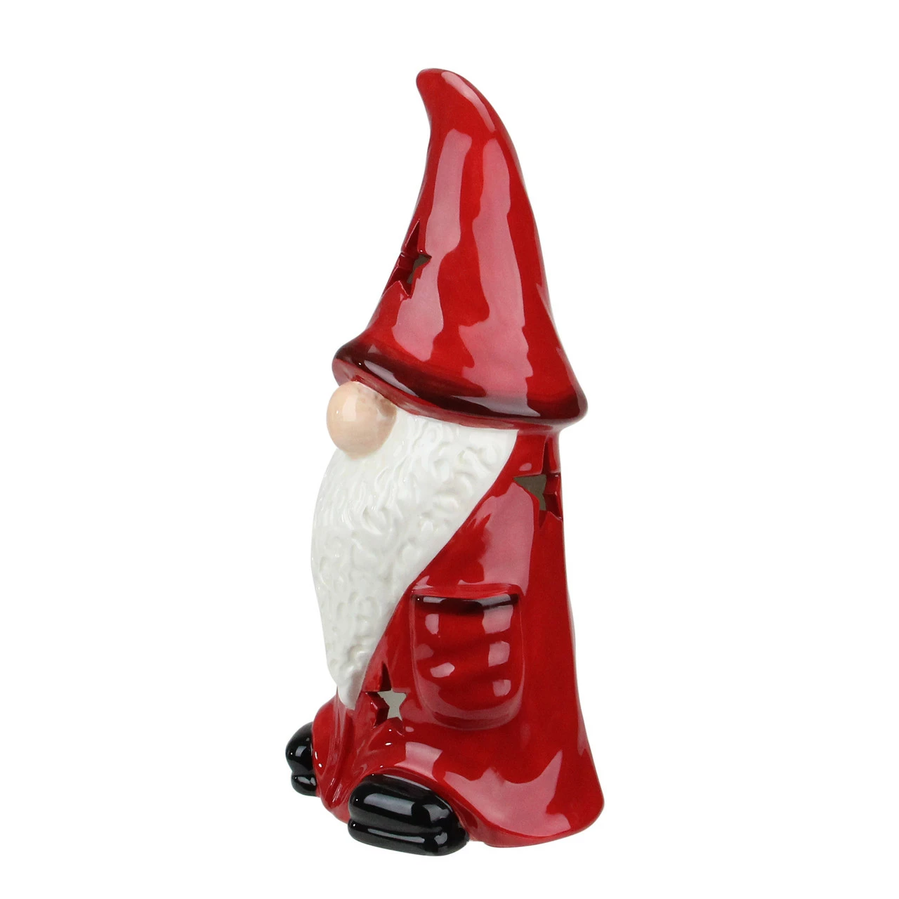 Northlight 9.75 Red Ceramic Christmas Star Gnome Tealight Candle Holder 2 Northlight 9.75 Red Ceramic Christmas Star Gnome Tealight Candle Holder - Image 2