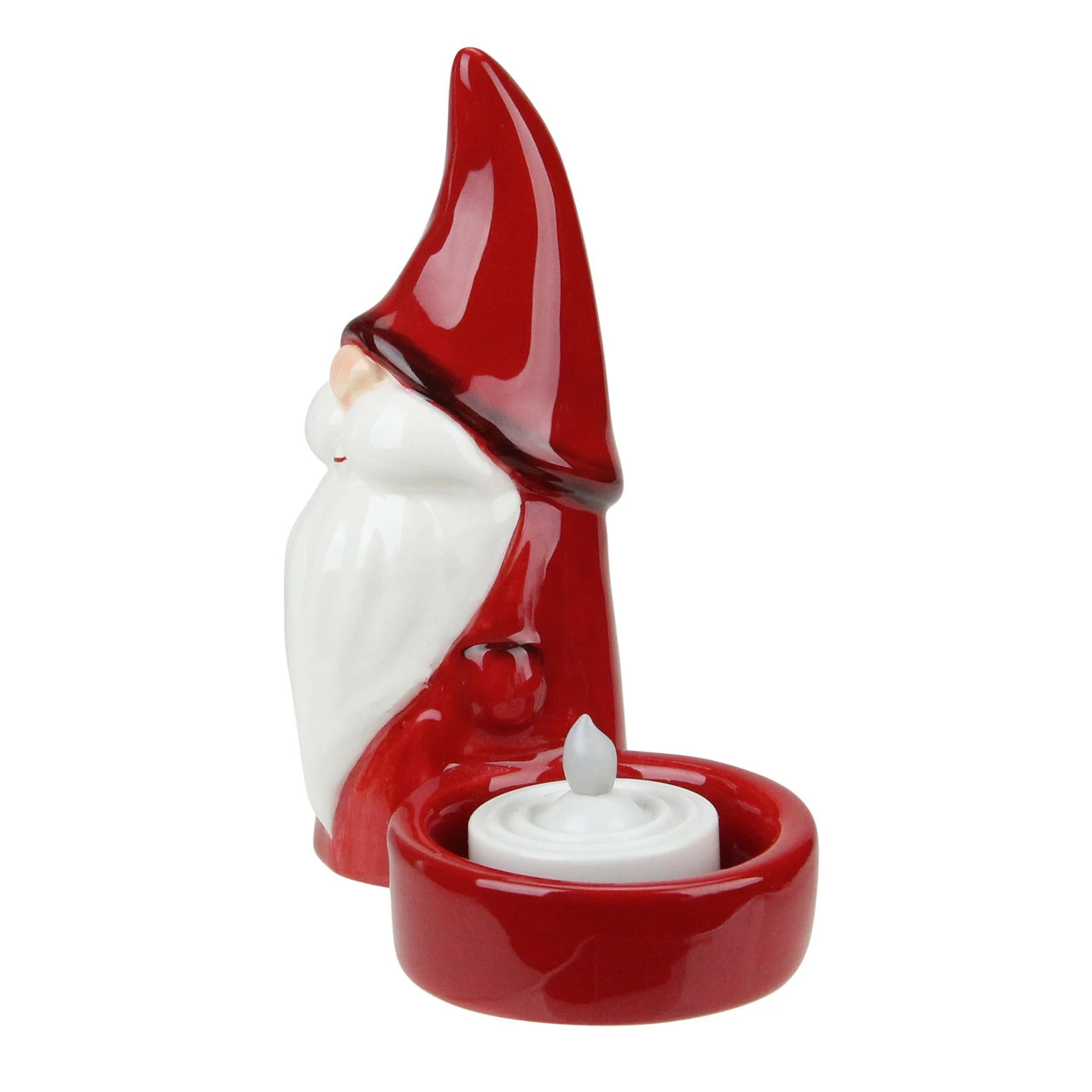 Northlight 4.75" Red Ceramic Mini Christmas Gnome Tealight Candle Holder 2 Northlight 4.75" Red Ceramic Mini Christmas Gnome Tealight Candle Holder - Image 2
