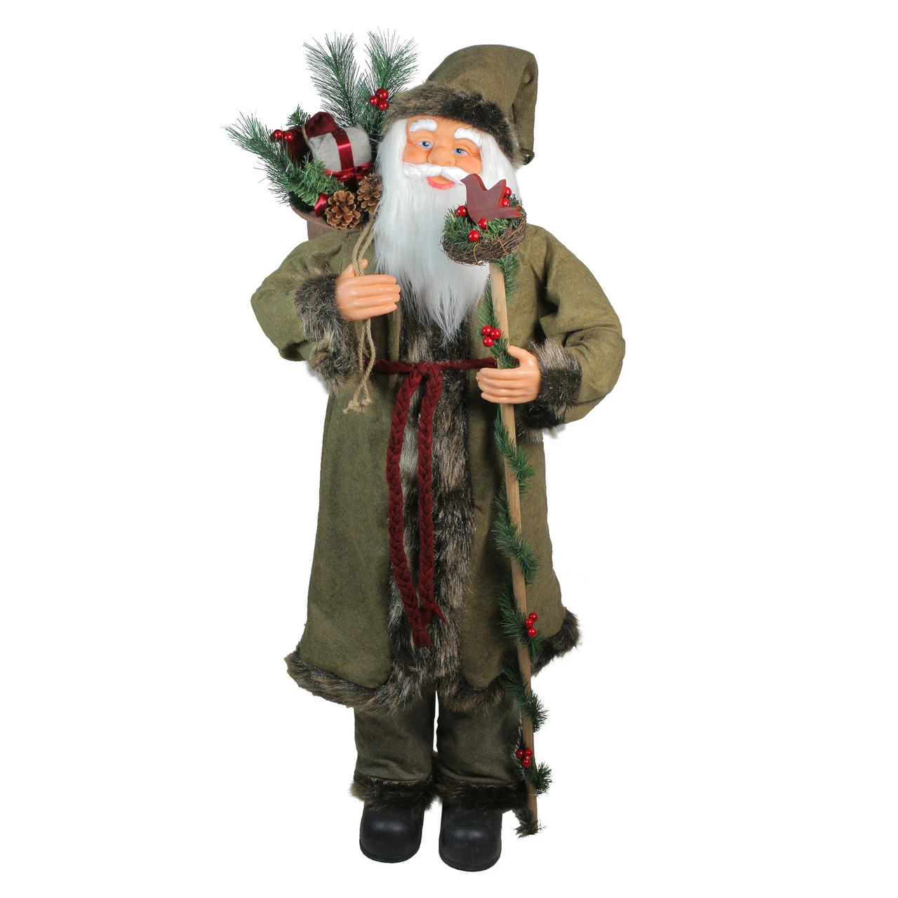 Northlight 48" Olive Green Santa Claus With Gift Bag Standing Christmas Figure 1 Northlight 48" Olive Green Santa Claus With Gift Bag Standing Christmas Figure
